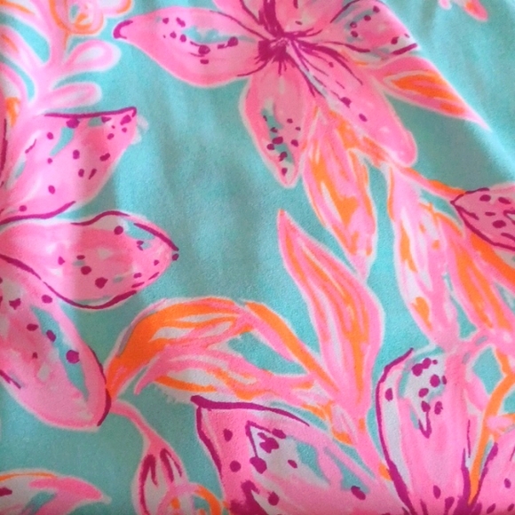 LILLY PULITZER Esmeray Set Surf Blue Bonita Blooms Skirt Puff Sleeve Crop Top - Picture 3 of 5
